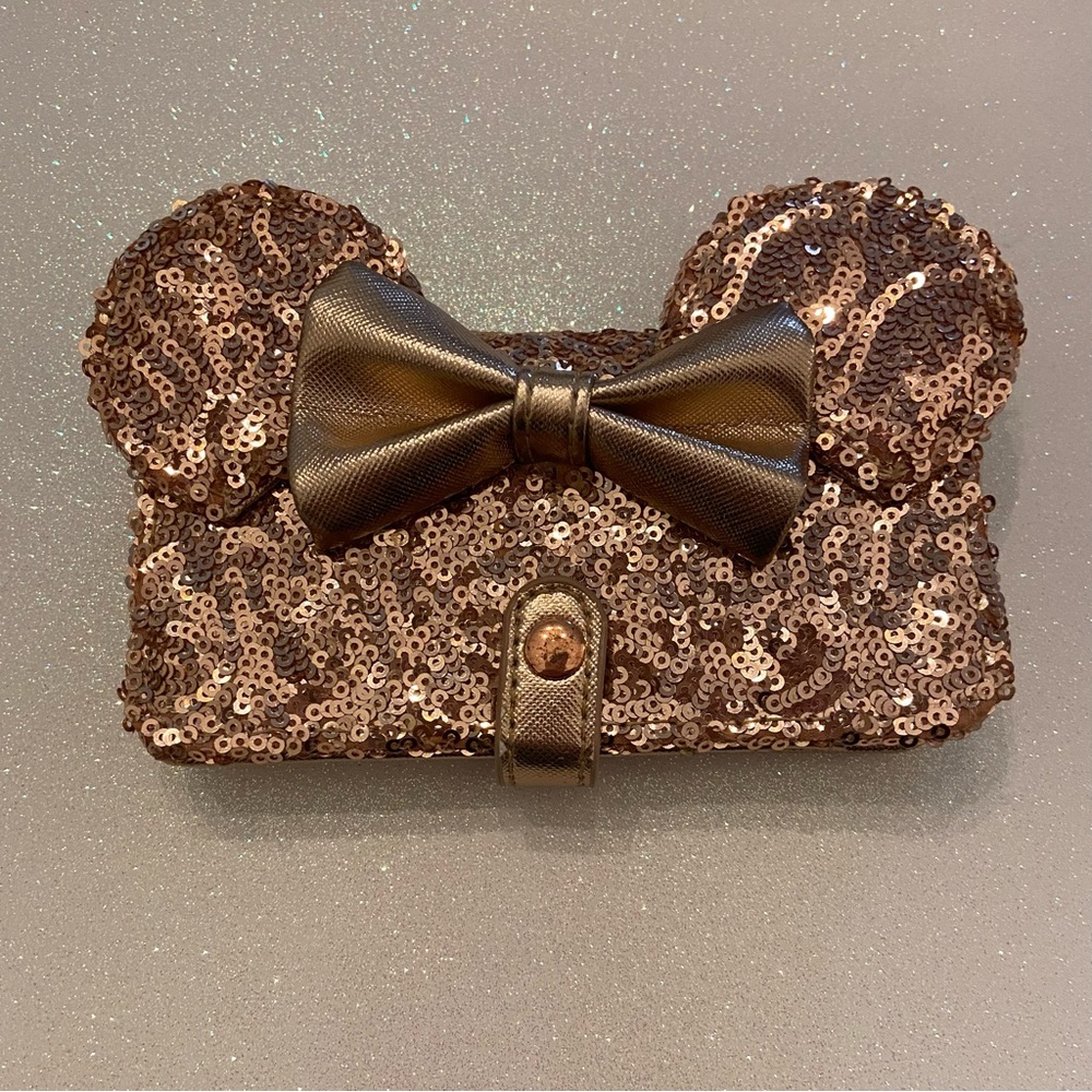 Disney Parks Rose Gold Sequin iPhone 6/7/8 Bi Fold Wallet Case